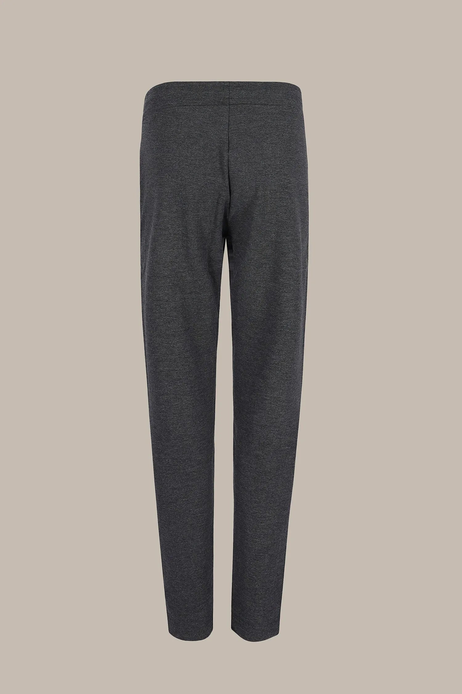 Anthrazitfarbene Slim Fit Hose mit hoher Taille und geradem Bein.