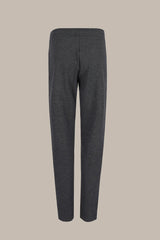 Anthrazitfarbene Slim Fit Hose mit hoher Taille und geradem Bein.