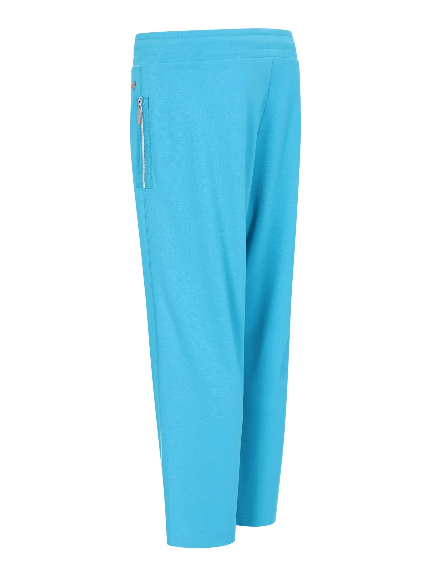 Helle türkise Jersey Joggpants mit Taillenzug 3/4 Länge, Seitentaschenreißverschluss