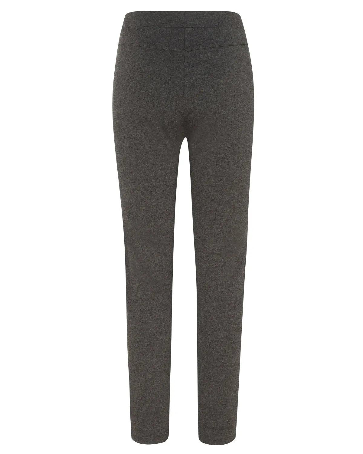 Graue Hose mit elastischer Taille und geradem Bein.