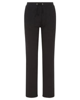 Schwarze Schnürbundhose mit elastischem Bund und Seitentaschen.