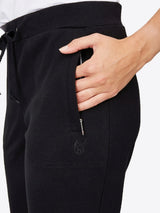 Schwarze Jogginghosen mit Kordelbund und Reißverschlussdetail.