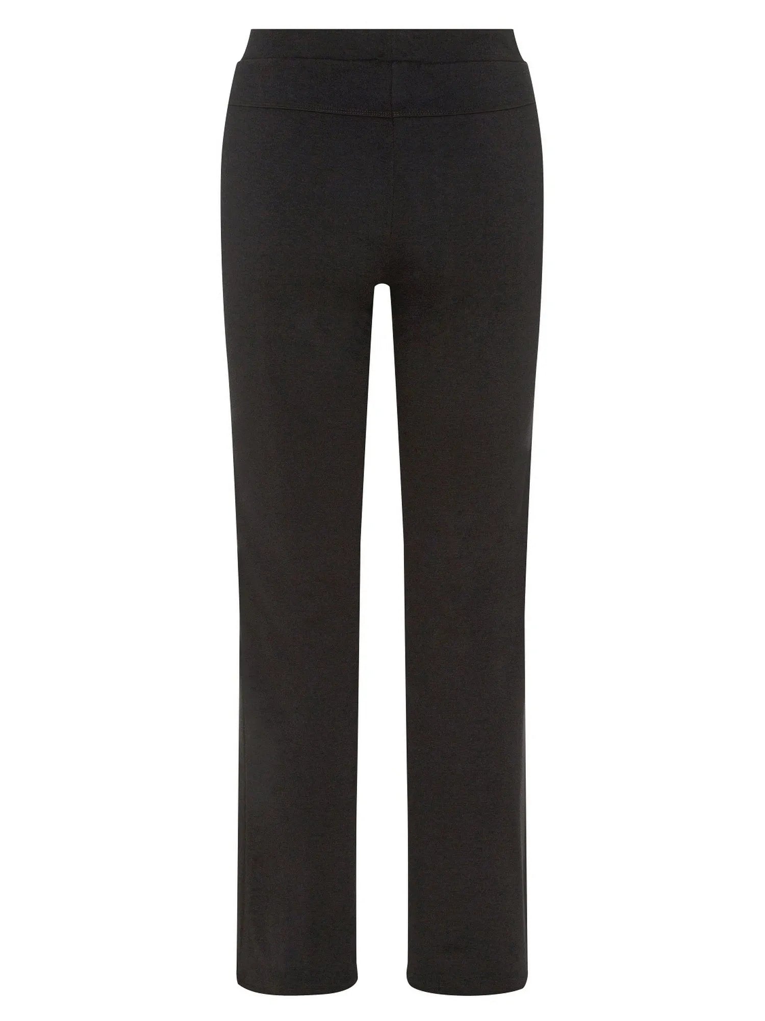 Schwarze hochgeschnittene Stretch-Hosen mit einem schlanken, modernen Design.
