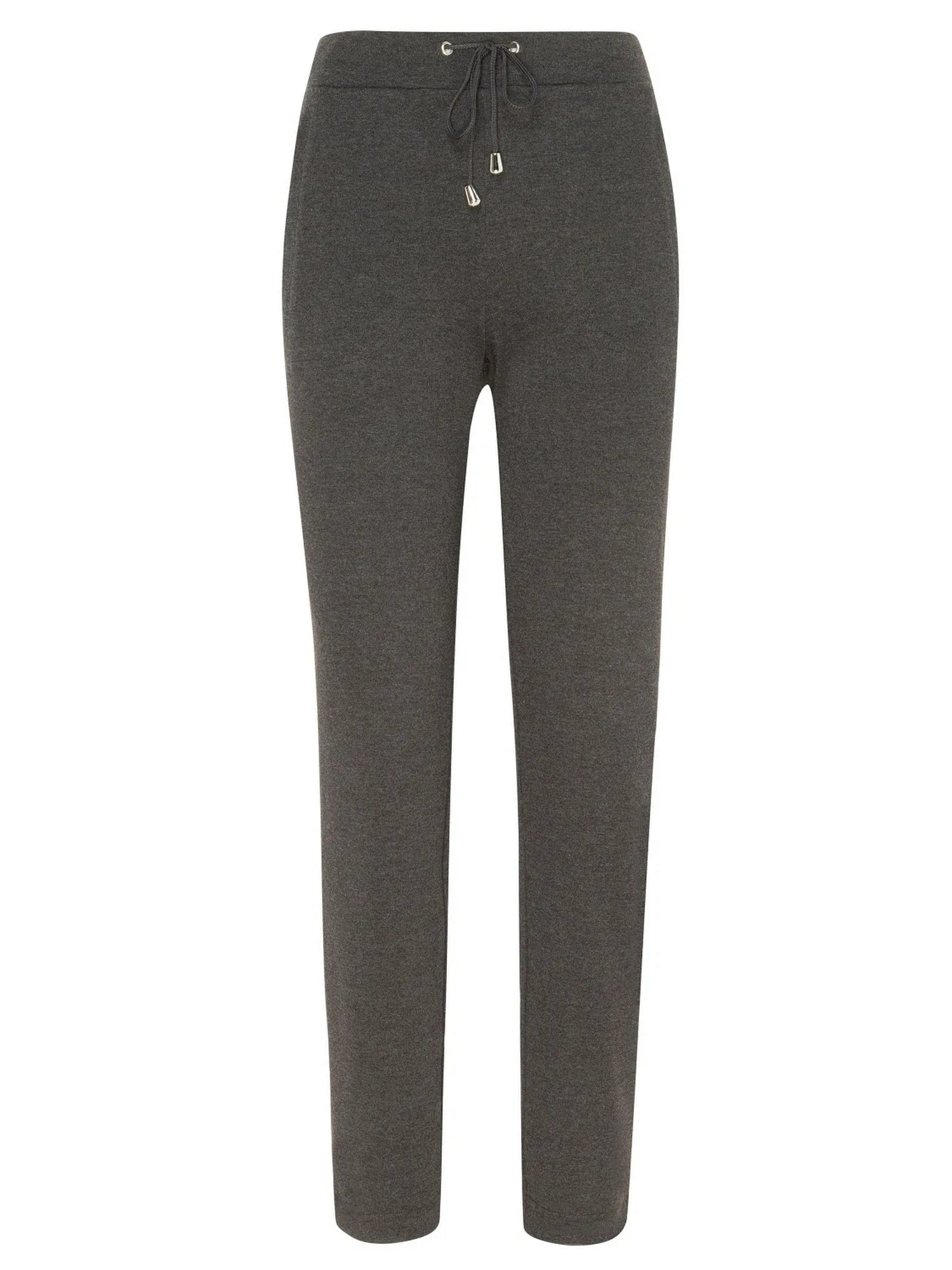 Kohle-graue Slim-Fit-Hosen mit Kordelbund und Taschen-Detail.