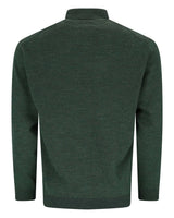 Dunkelgrüner Strick-Rollkragenpullover.