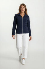 Mikrofleece Jacke navyblau: Reißverschlussjacke mit Rippstruktur