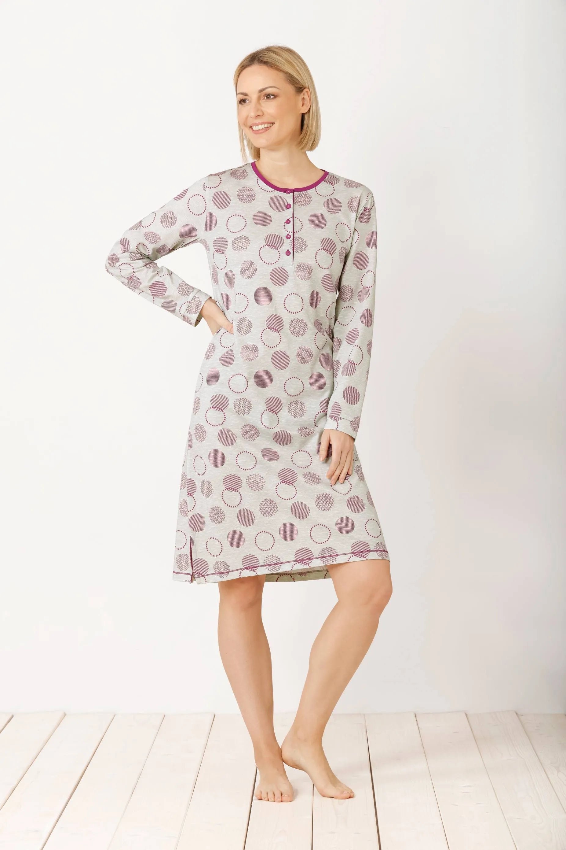 Nachthemd mit Bündchen 105 cm Premium Cotton - 46071-709-36/38 - Hajo Mode