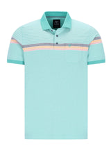 Helles blaues Pikee-Polo Dessinmix mit Streifen in Pastellrosa, Grau und Pfirsich