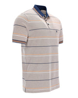Herren Pikee-Poloshirt mit Dreiton-Streifen in Garnfarboptik