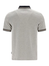 Graue Dreitonoptik-Poloshirt Pikee mit schwarzem Kragen- und Bündchenbesatz