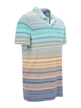 Pikee-Poloshirt Multicolor-Streifen allover: teal-beige-navy Streifen