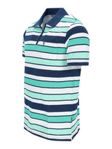 Pikeepolo garngefärbtes Streifendessin allover, navy, weiß, mint, stay fresh