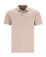 Hellbeiges Poloshirt mit einer Brusttasche.