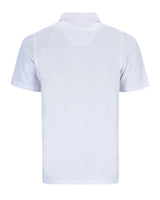 Weißes Poloshirt aus Baumwolle mit kurzen Ärmeln.