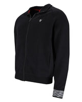 Schwarzer Kapuzenpullover mit Reißverschluss, Kontrastbündchen und -saum, Nike-Logo auf der Brust.