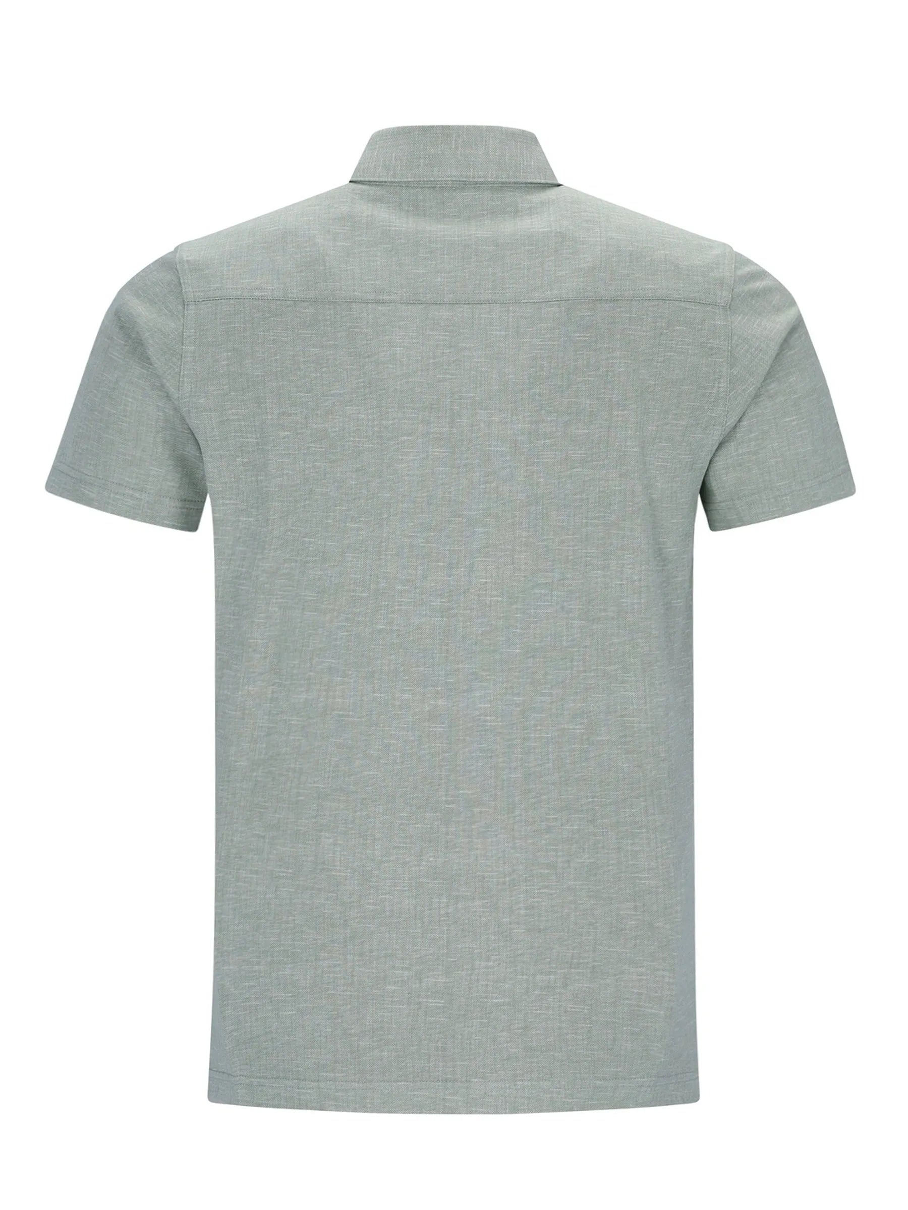 Hellgrünes Polohemd durchgeknöpft mit Alloverdruck, Baumwolle, Stay Fresh