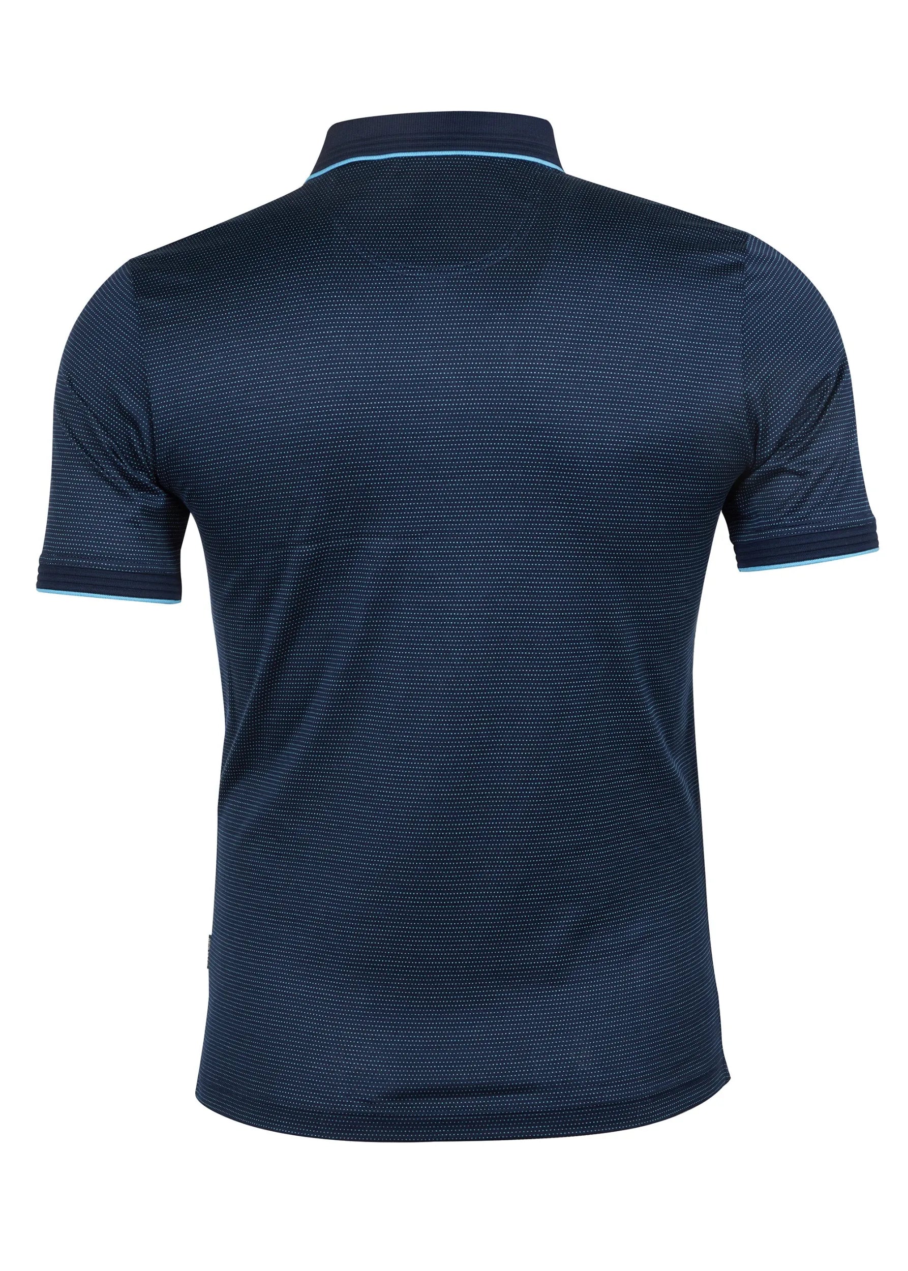 Marineblaues Poloshirt mit kurzen Ärmeln und einem Streifenmuster