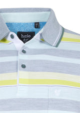 Poloshirt von Haio mit Streifenmuster in Weiß, Gelb und Grau.