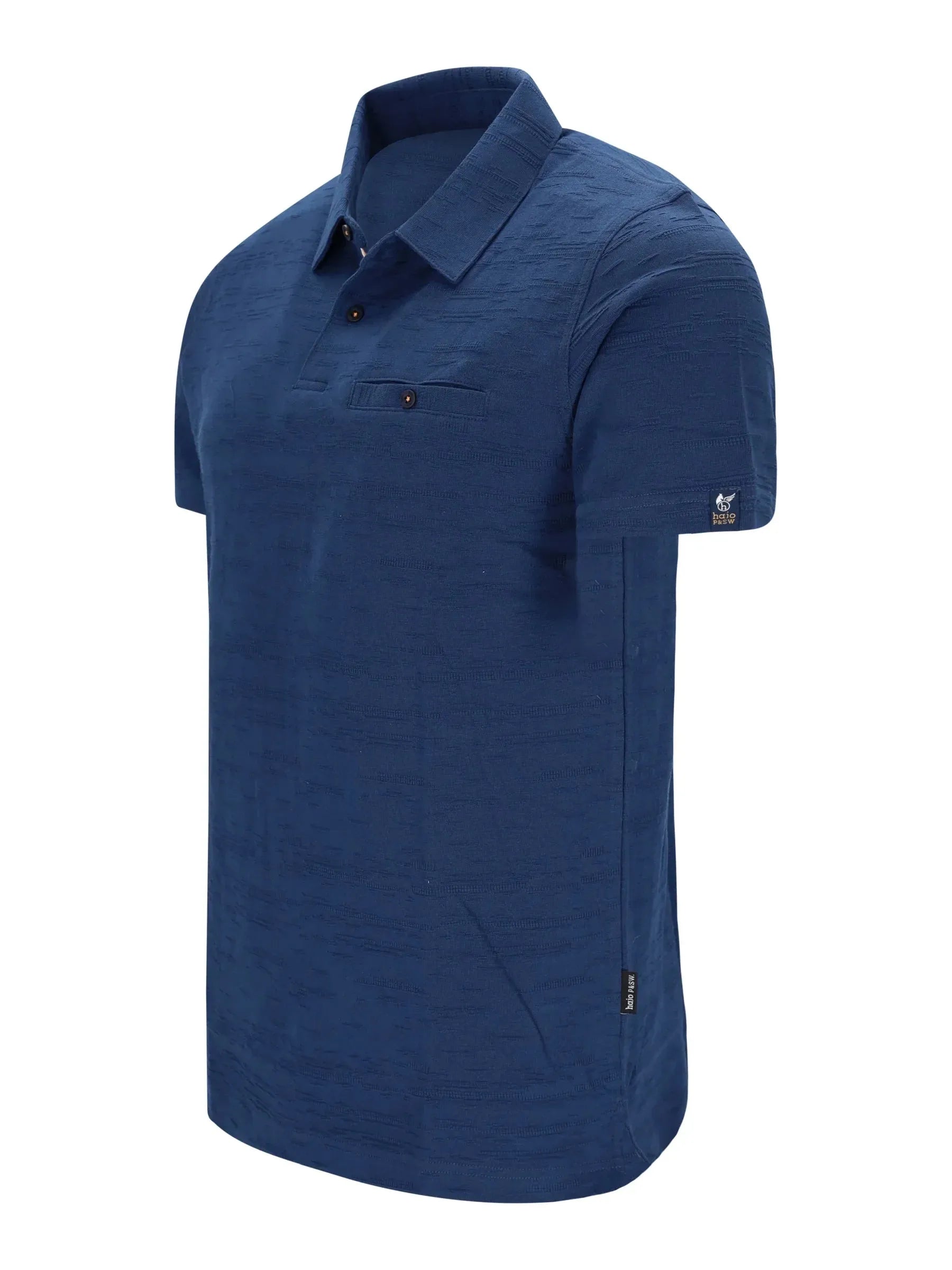 Navyblaues Poloshirt allover strukturiert in Stay Fresh-Qualität