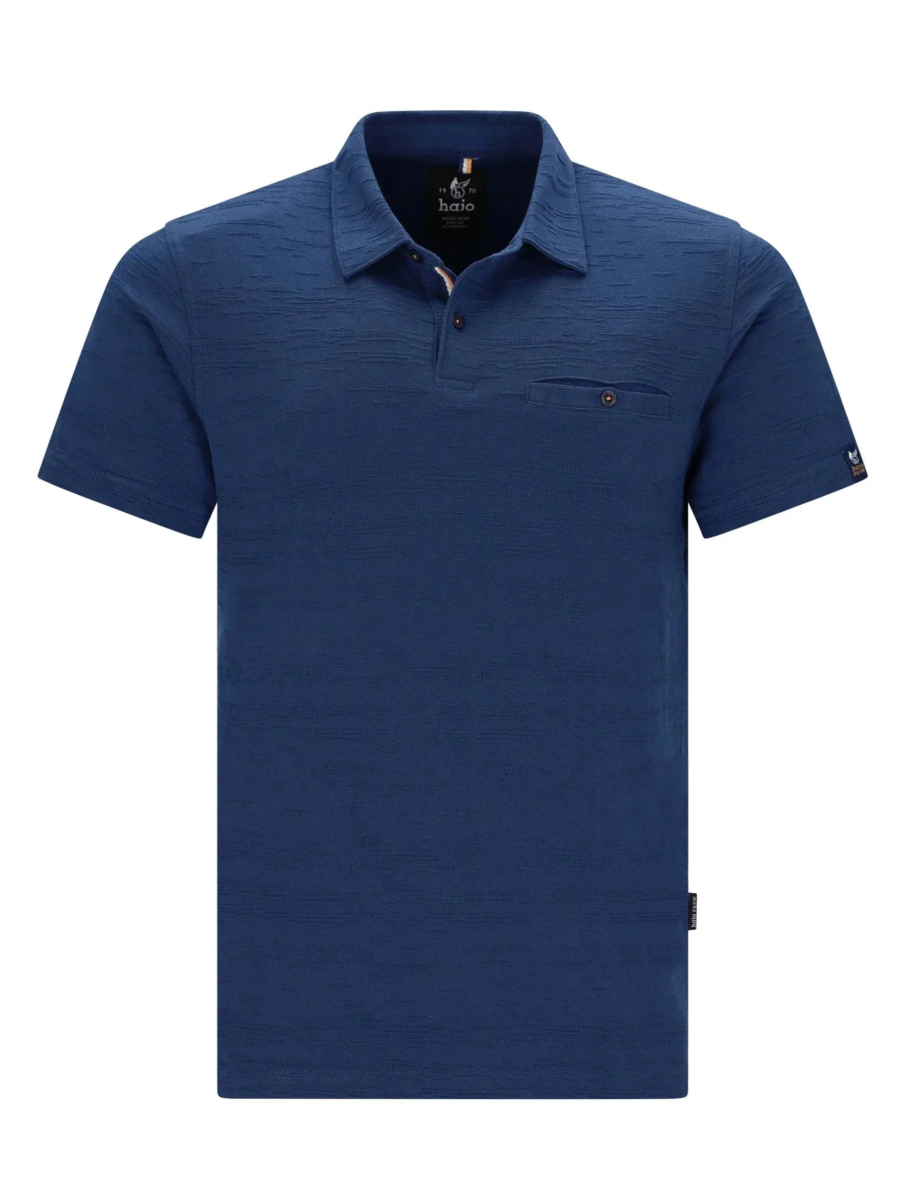 Navyblaues Poloshirt strukturiert Stay Fresh, kurze Ärmel, Gewebe, Etikett