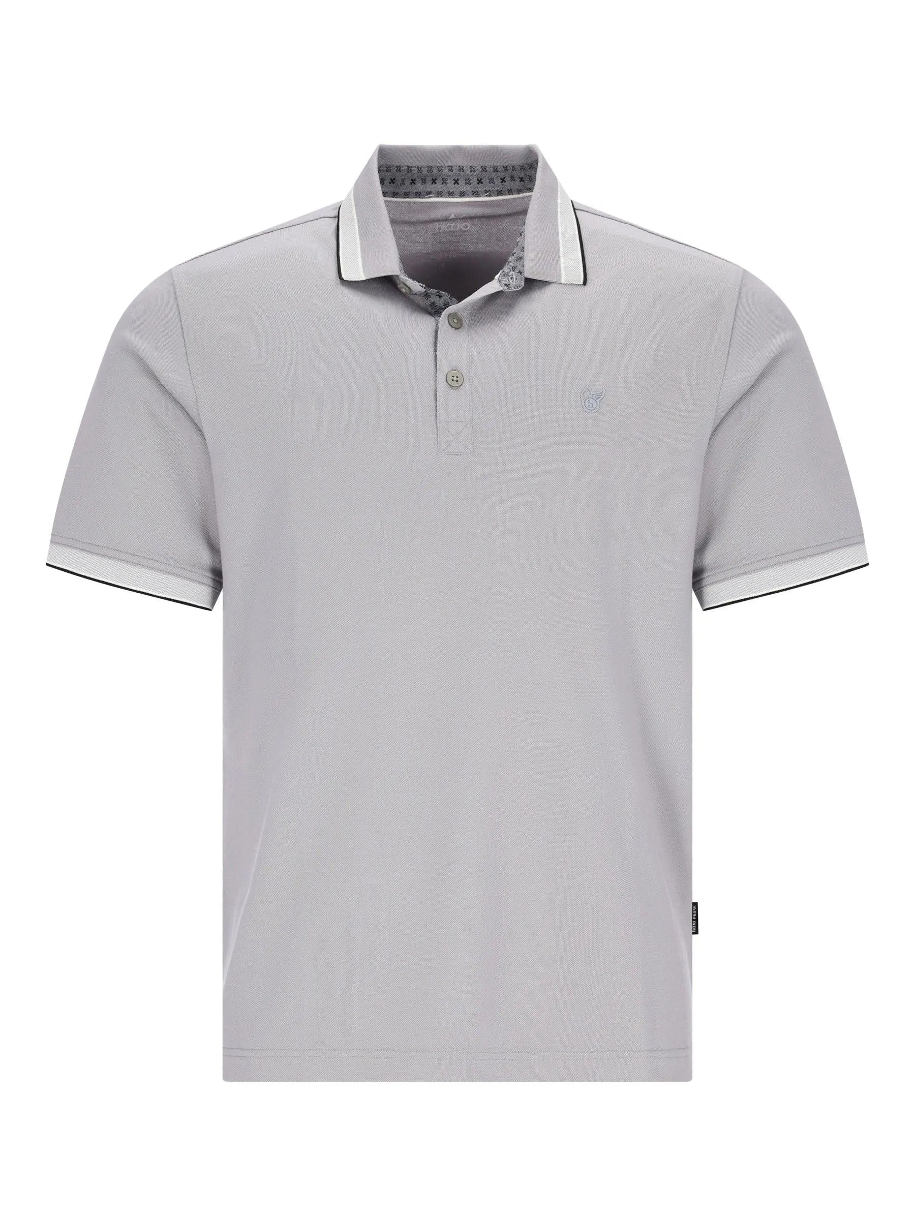Hellgraues Poloshirt Capacity Pique mit schwarzem Kontrast und Logo