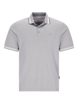 Hellgraues Poloshirt Capacity Pique mit schwarzem Kontrast und Logo