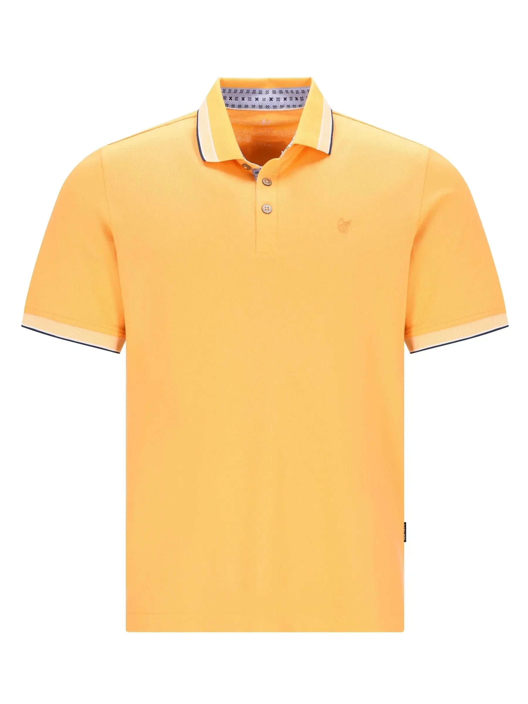 Gelbes Poloshirt Capacity Pique mit weißem Kragen und Musterfutter