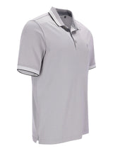 Hellgraues Poloshirt Capacity Pique mit weiß-schwarzem Besatz