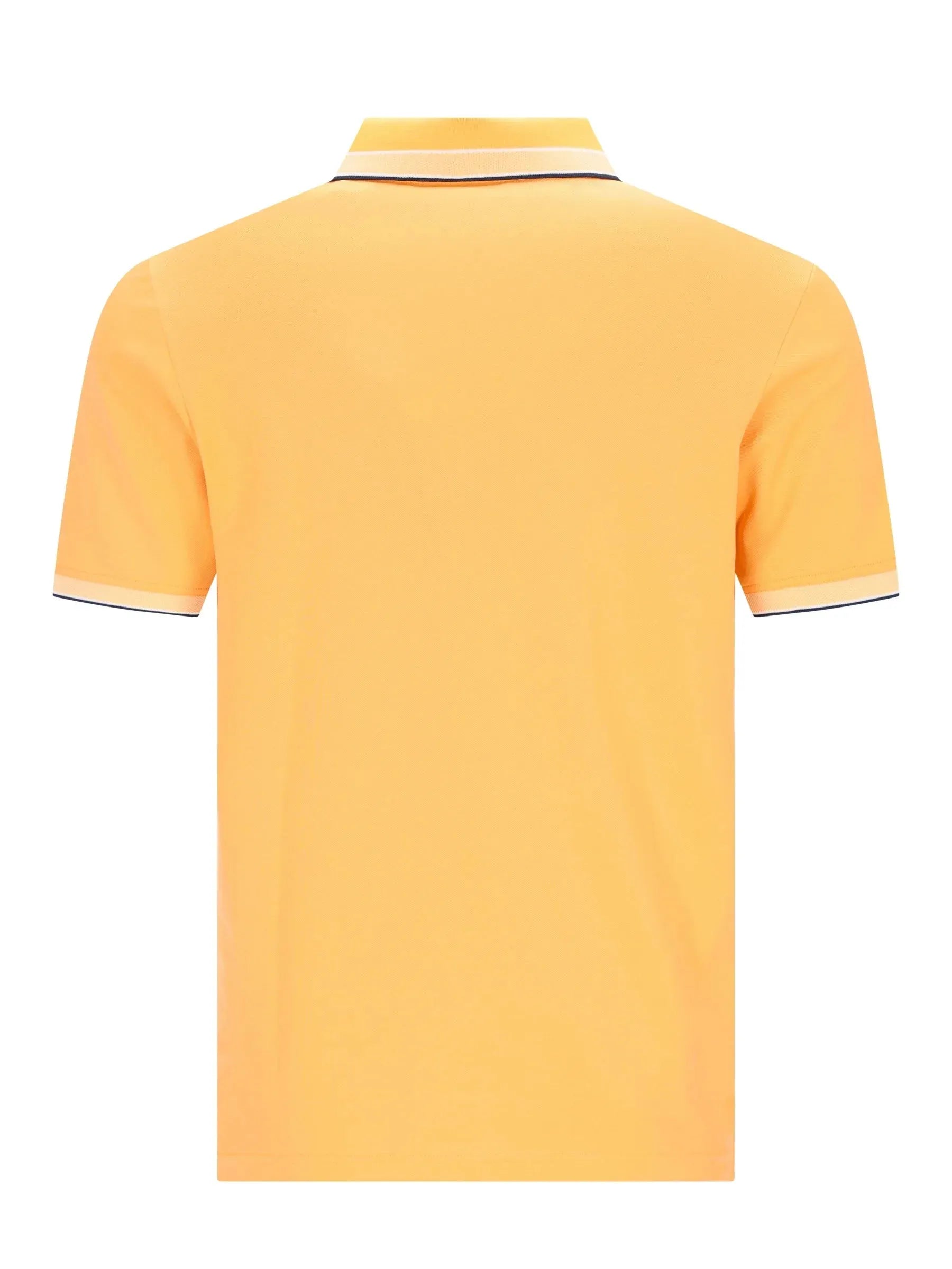 Gelbes Poloshirt Capacity Pique mit cremefarbenem Kragen, schwarzer Borte