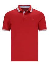 Rotes Herren-Poloshirt Capacity Pique mit weiß-blauem Saum und Logo