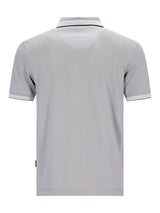 Hellgraues Poloshirt Capacity Pique mit schwarz-weißer Borte