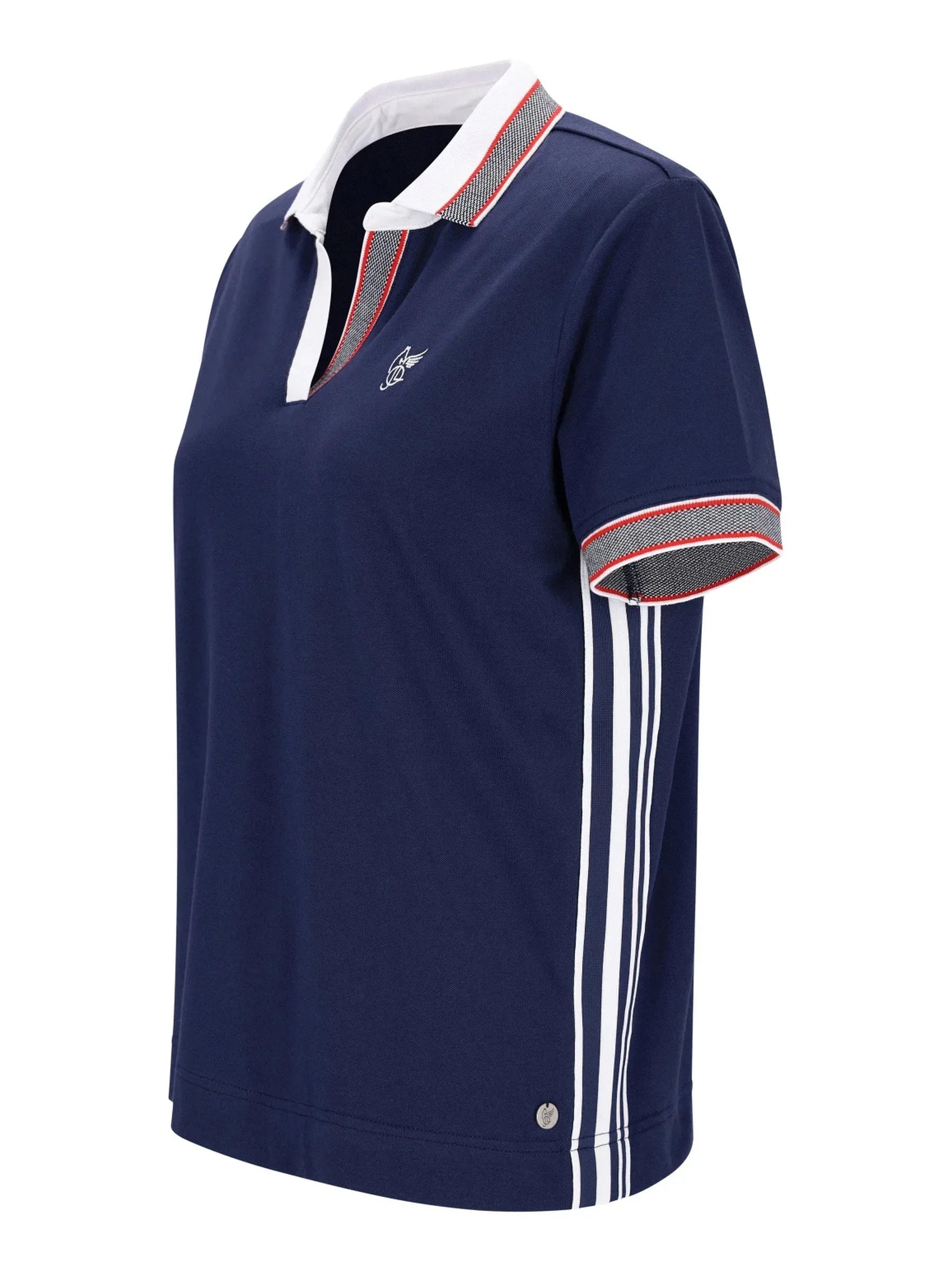 Marineblaues Feinpiqué Poloshirt 1/2 Arm stay fresh® mit weißen Streifen