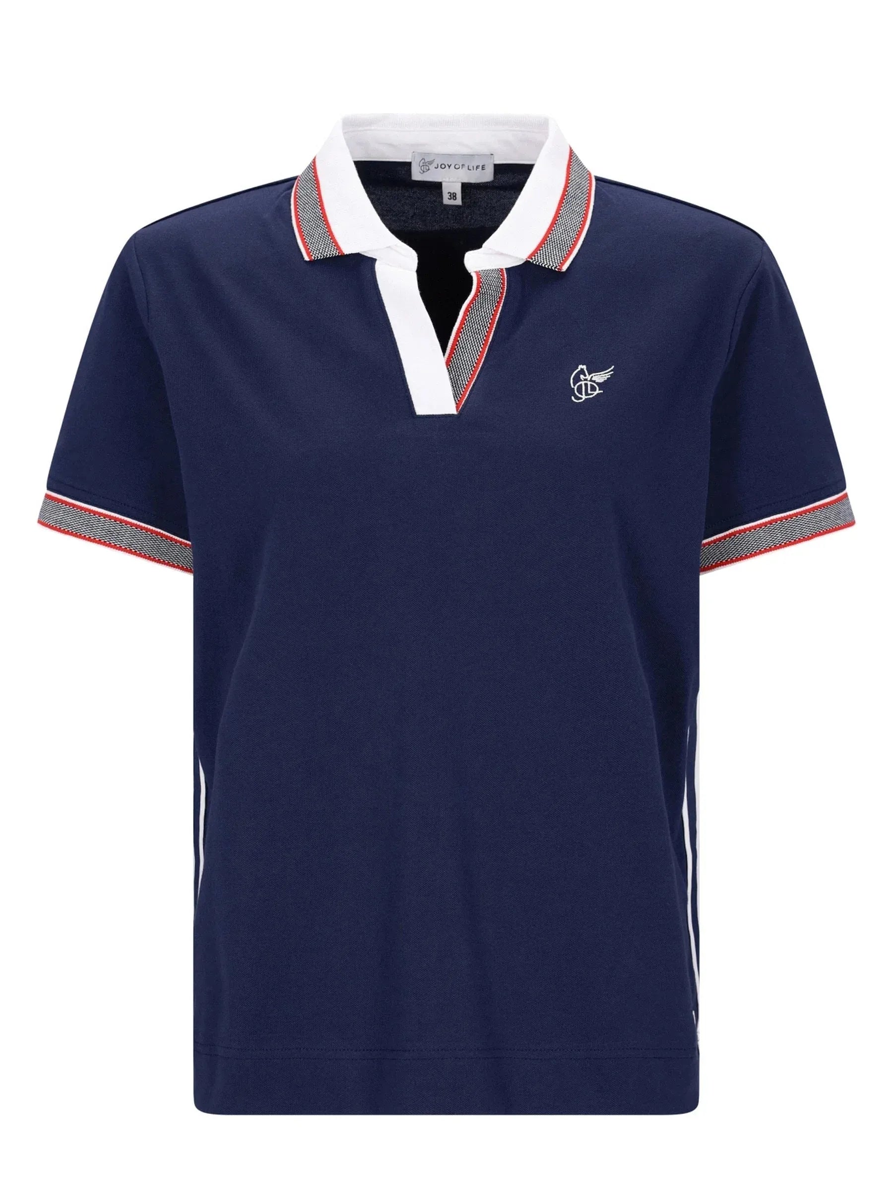 Marineblaues Feinpiqué Poloshirt 1/2 Arm stay fresh® mit weißem Kragen