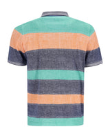 Gestreiftes Poloshirt mit Fendi-Logo in leuchtenden Farben wie Teal und Orange.
