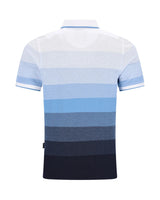 Blau-weiß gestreiftes Poloshirt mit navyfarbenen Akzenten, aus Baumwolle.