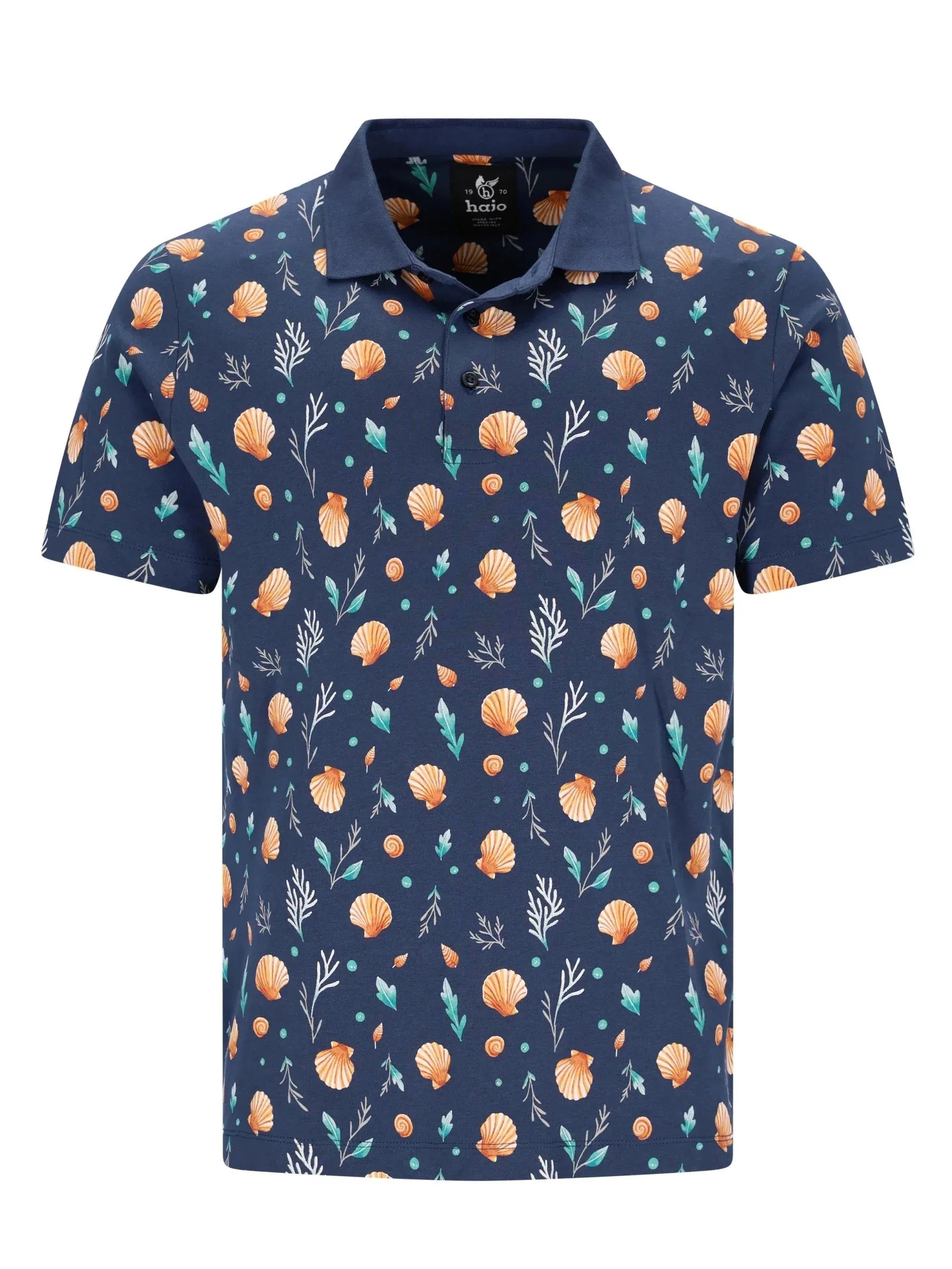Marine Poloshirt aus 100% Baumwolle mit Muschel-Muster
