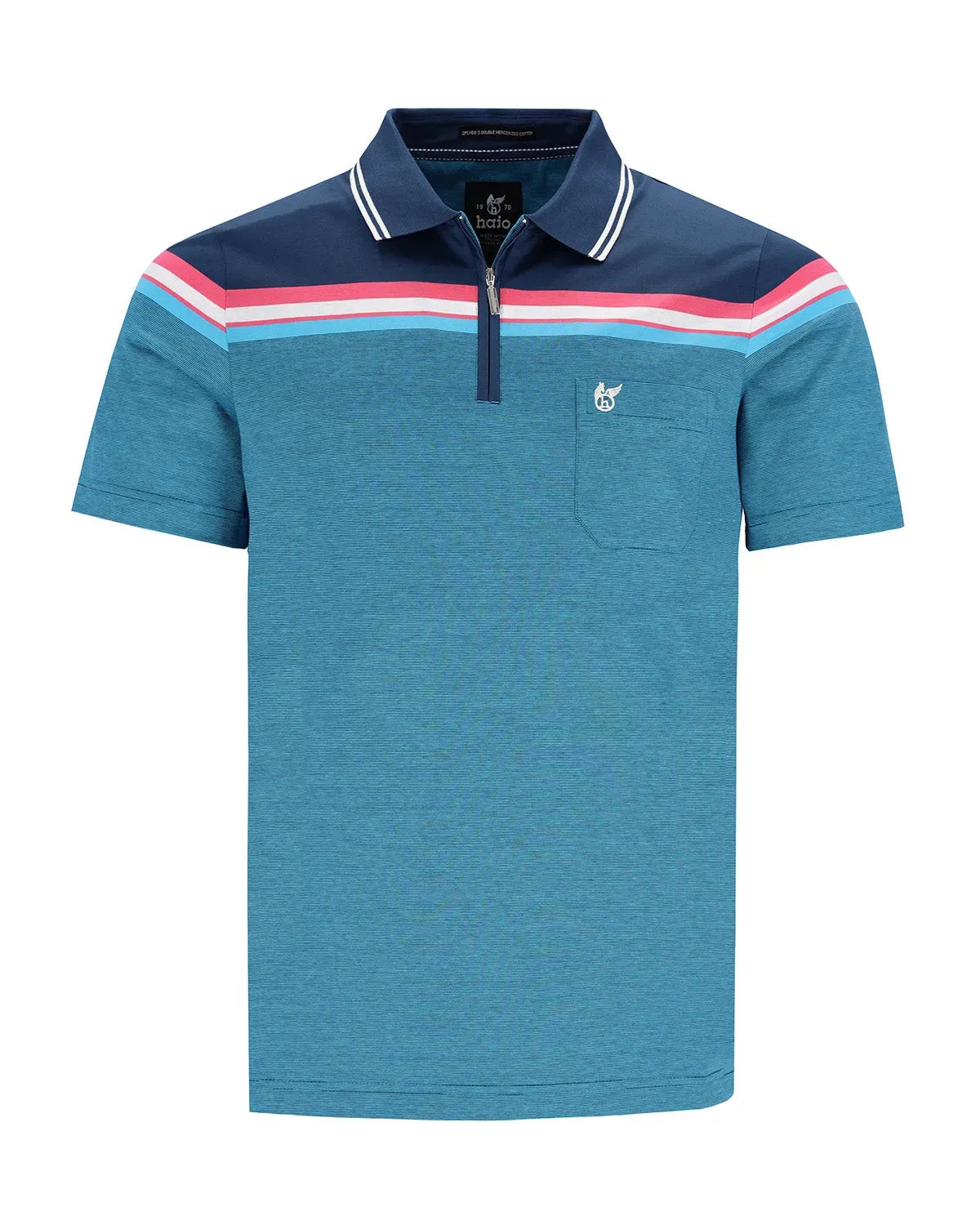 Poloshirt mit Zip und Flächenteiler - 27578-638-48 - Hajo Mode