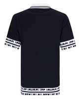 Schwarz-weißes Puma-Poloshirt mit gestreifter Zierleiste.