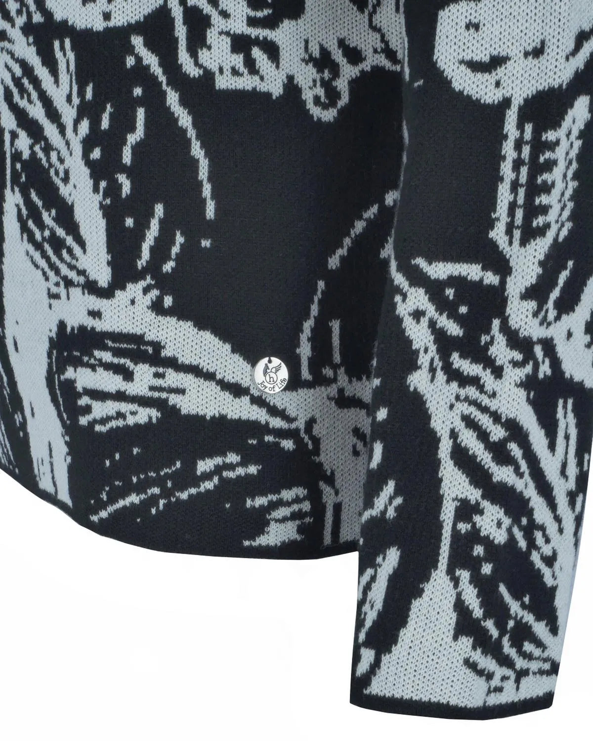 Schwarz-weiß gepixeltes Radtrikot mit grafischem Design.