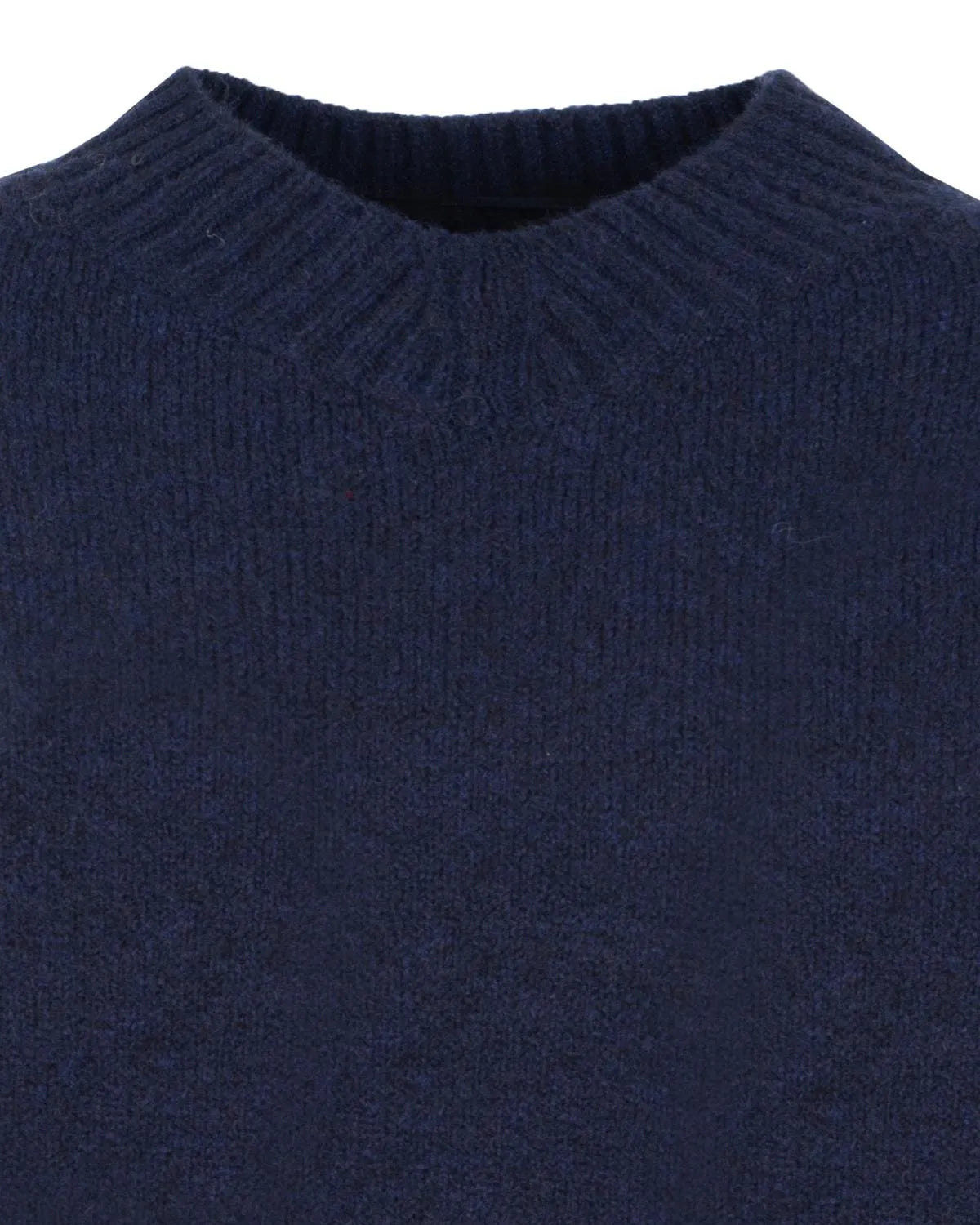 Marineblauer strukturierter Pullover mit geripptem Halsausschnitt und Bündchen.