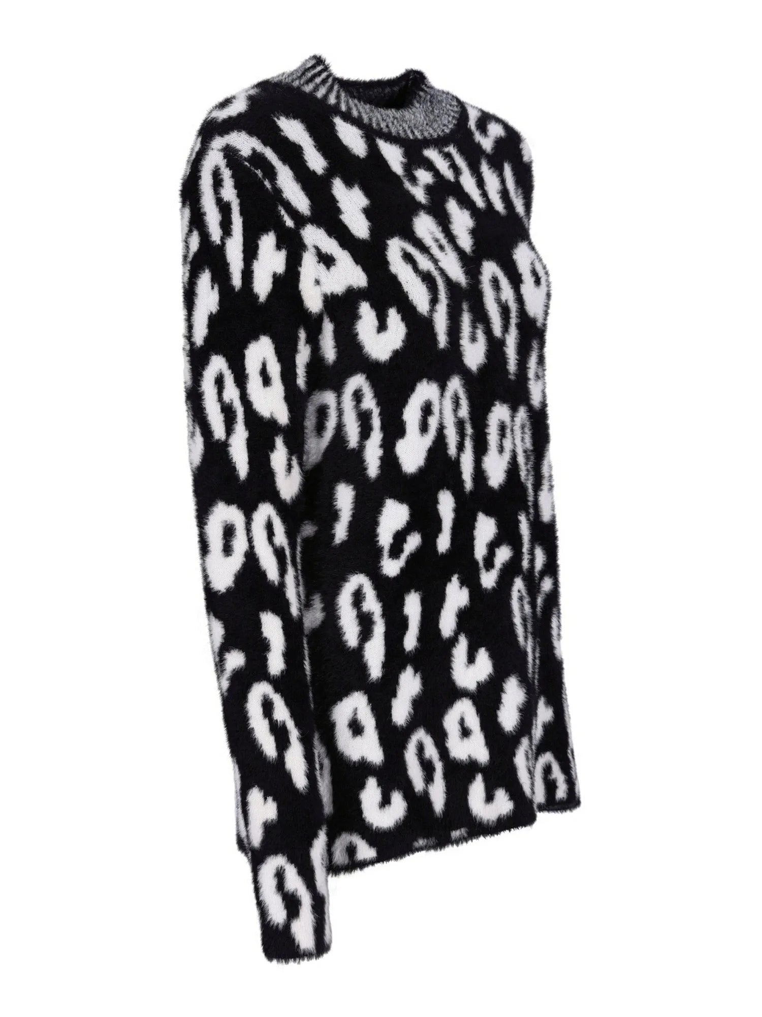 Leopardenprint-Pulli mit asymmetrischem Saum und metallischer Borte.
