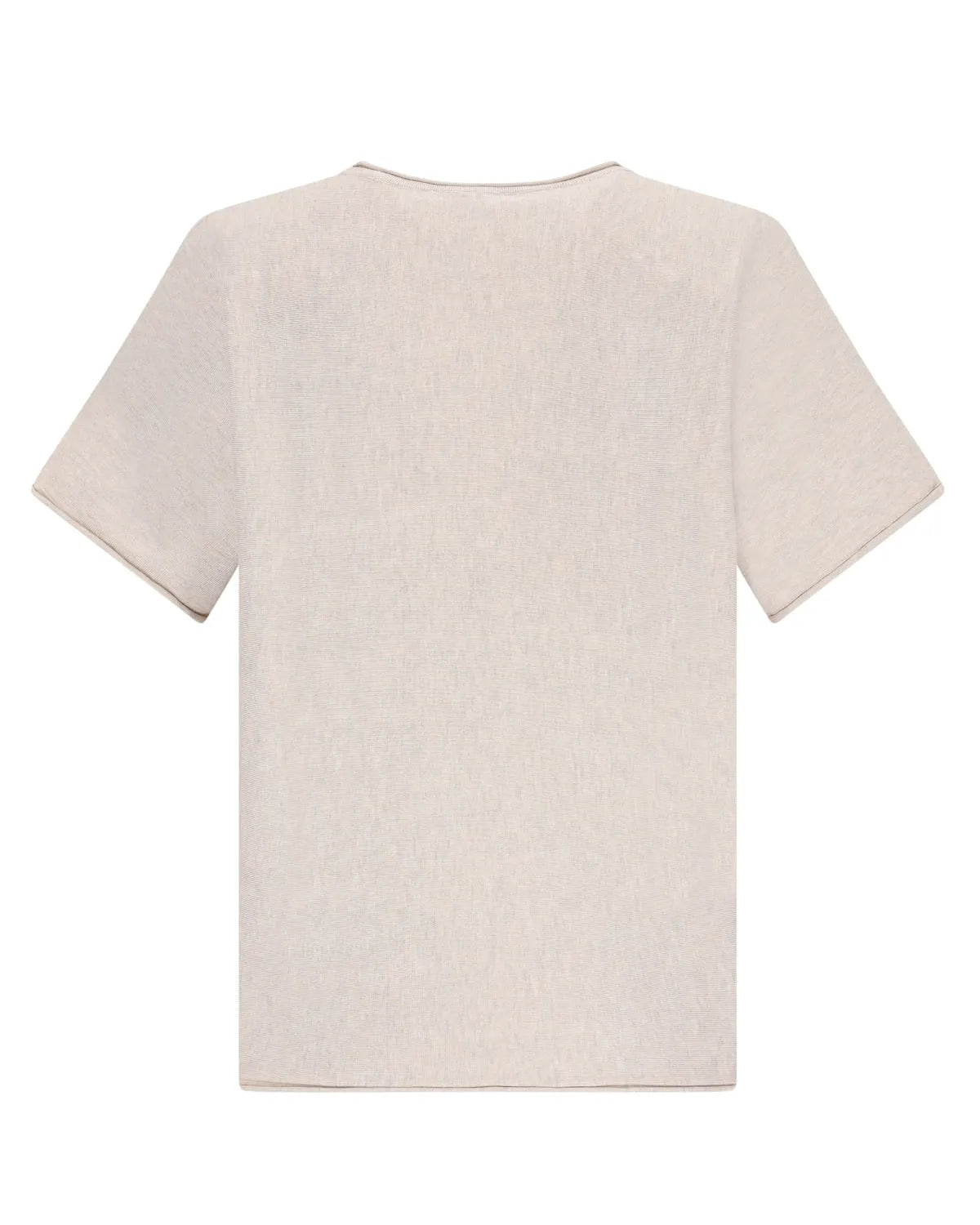 Cremefarbenes, kurzärmeliges T-Shirt mit Rundhalsausschnitt und einfachem Design.