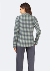 Grün-weiß kariertes Flanellhemd mit Button-Down-Kragen, aus Baumwolle.