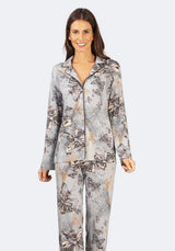 Pyjama-Set mit grauem Schmetterlingsmuster für Frauen