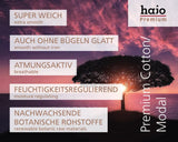 Ha jo Premium-Modal-Baumwollstoff, mit einer weichen und atmungsaktiven Textur mit feuchtigkeitsregulierenden Eigenschaften aus erneuerbaren pflanzlichen Rohstoffen.