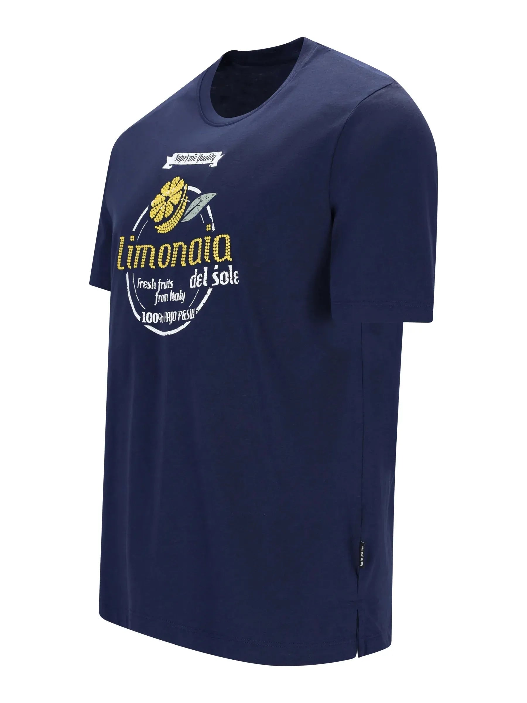 Rundhals-T-Shirt aus Baumwolle mit Limonata-Brustdruck