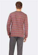 Gestreiftes Langarmshirt im lässigen Design mit roten und weißen Streifen auf weichem Baumwollmaterial.