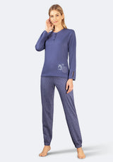 Schlafanzug mit Bündchen Premium Cotton - 45923-663-36/38 - Hajo Mode