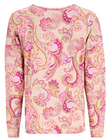 Langärmeliges Hemd mit Paisleymuster in Rosa und Gold.