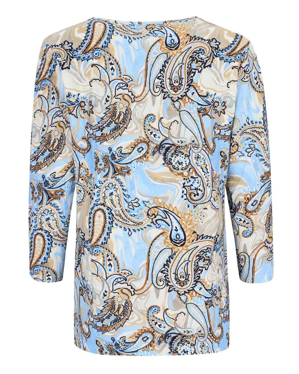 Bluse mit Paisleymuster, 3/4-Ärmeln und Rundhalsausschnitt.